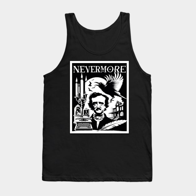 Nevermore - Edgar Allan Poe and the Raven - Goth Style Tank Top by Skull Riffs & Zombie Threads